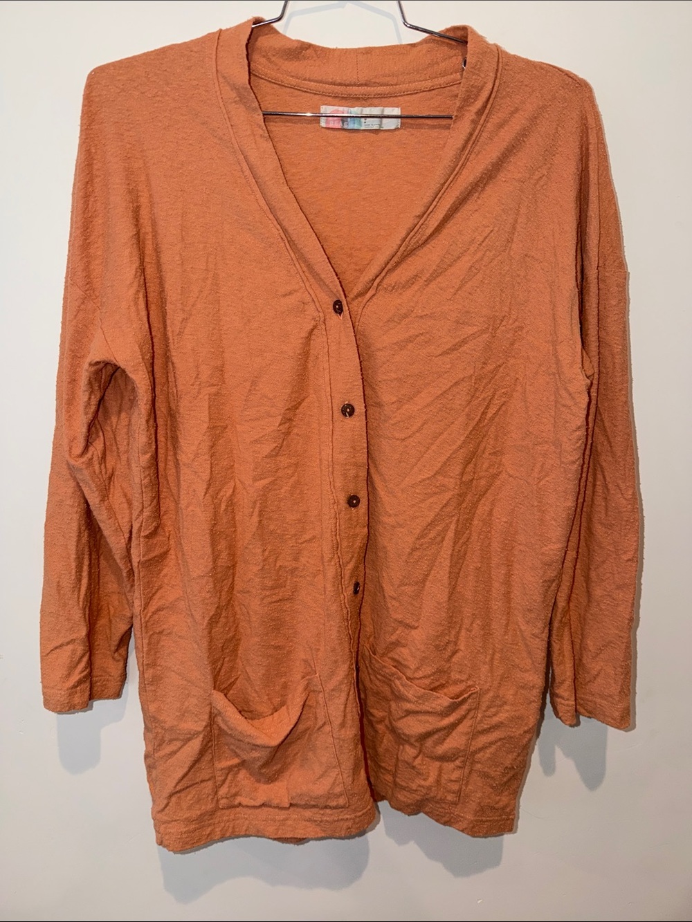 Free People Beach Orange Cardigan Sweater Women's Size Small